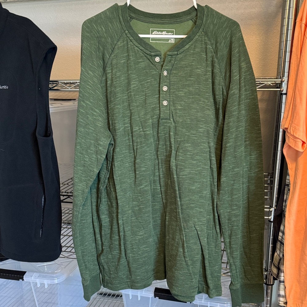 Eddie Bauer Forest Green Henley Shirt